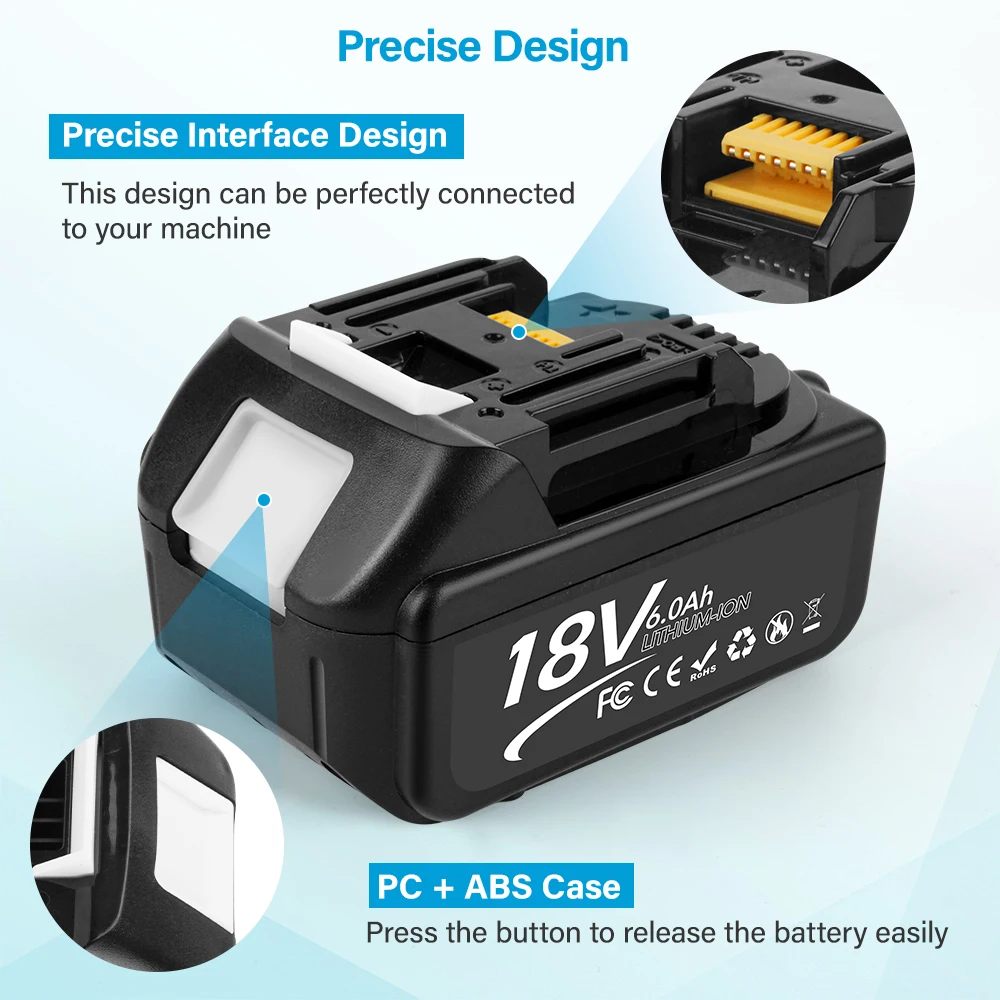 

BL1860 Original Batteries For Makita 18V Battery Electric Tool BL1850B BL1830 BL1850 LXT400 DC18RC Rechargeable battery 6000mAh