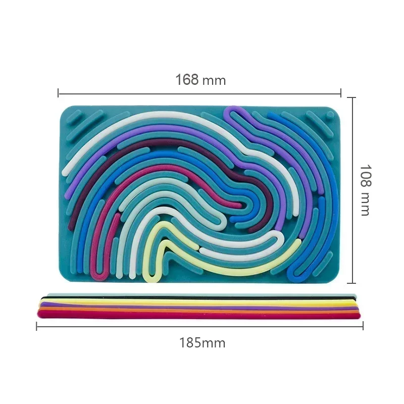 Sensory Activity Board for Kid Busy Board Motor Skills Montessori Toy Relaxing Stress Colored Silicone Rod Travel Toys Gifts Boy