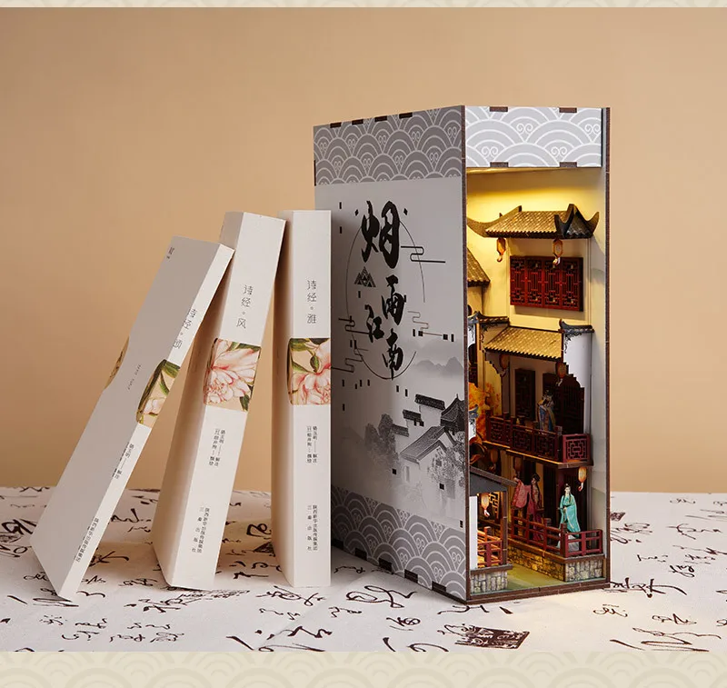 

2023 new DIY assembled book standing cottage 3D pop-up book standing wooden building model creative DIY toy gift