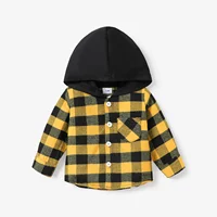 PatPat Baby Boy Classic Grid Hooded Top  Grid/houndstooth Classic Suitable for Autumn Season Soft and Comfortable 1
