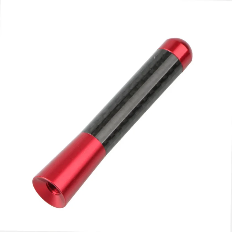 Antenna Universale Corta In Fibra Di Carbonio 12 Cm Per Auto - Colore Rosso Carbonio Con Viti E Adattatori Inclusi
