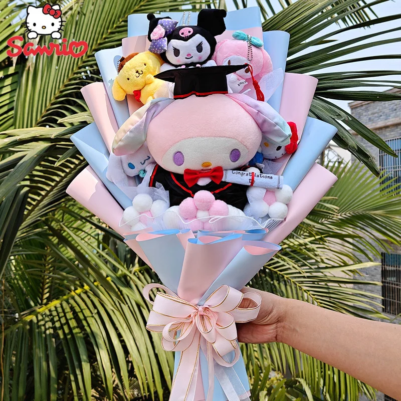 

Sanrio букет из мультфильмов My Melody Kuromi Cinnamoroll с искусственным Рисунком Ручной работы Аниме подарок на День святого Валентина для девочек на выпускной