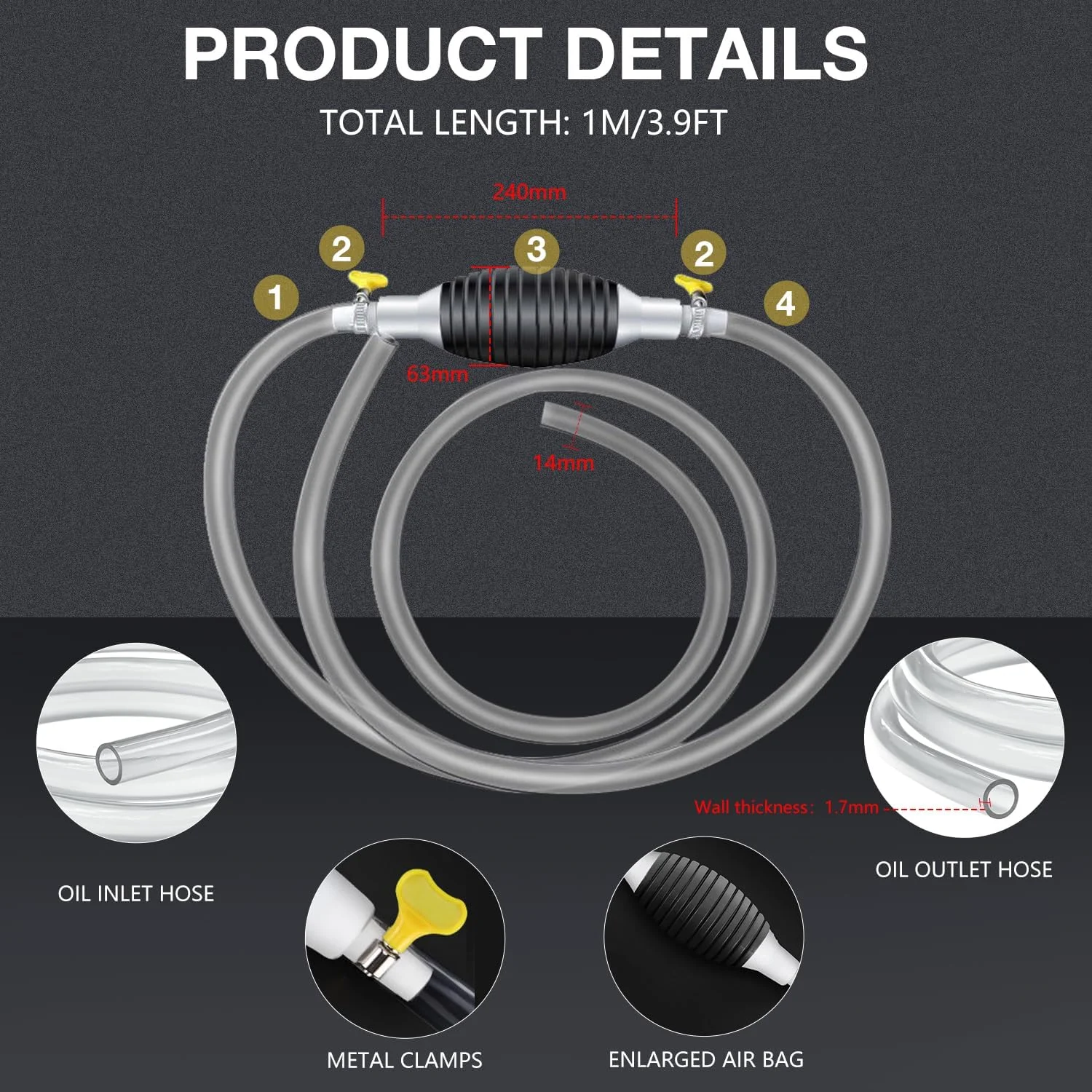 Multifunction Liquid Sucker , Manual Fuel Transfer Gasoline Transfer , Portable Fuel Syphon for Gas Gasoline Petrol Oil Liqui
