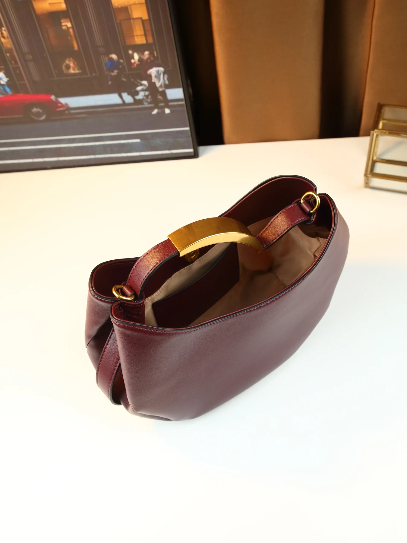 Stylish solid color metal letter design portable dumpling bag retro temperament large capacity women's bag 3