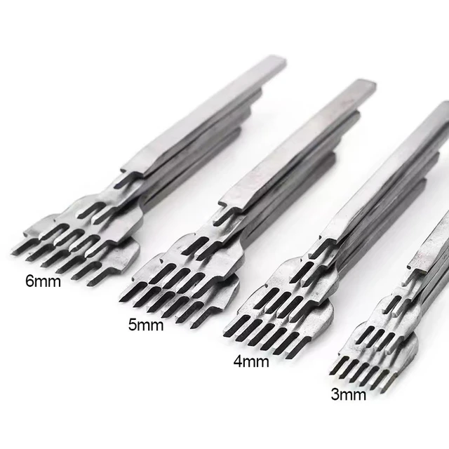 Leather Craft Hole Punch Chisel Set - 3/4/5/6/8mm Stitching & Graving Tools (Stainless Steel)