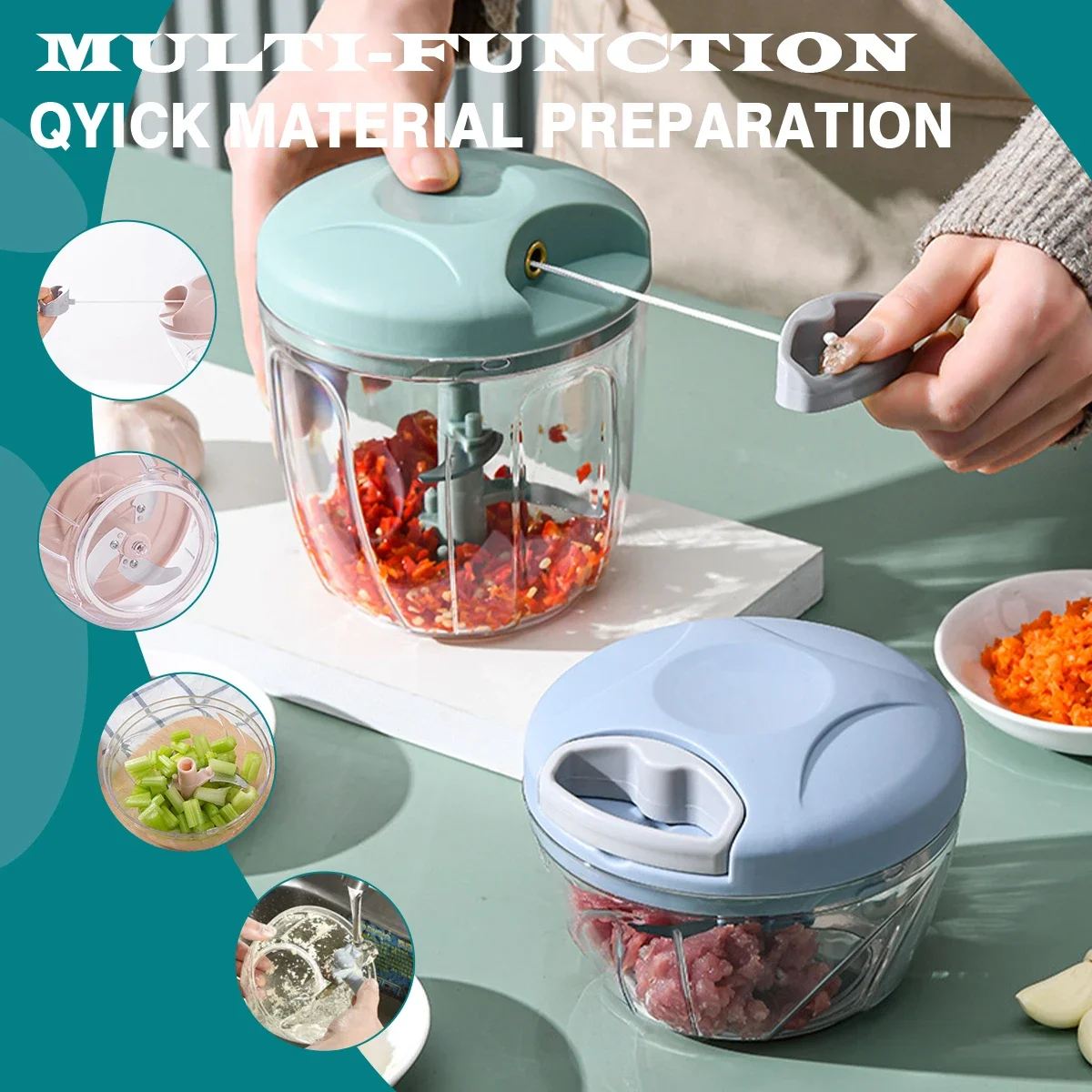 500/900ML Manual Meat Mincer Garlic Chopper Rotate Garlic Press Crusher Vegetable Onion Cutter Kitchen Cooking Accessories 500/900ML Manual Meat Mincer Garlic Chopper Rotate Garlic Press Crusher Vegetable Onion Cutter Kitchen Cooking Accessories