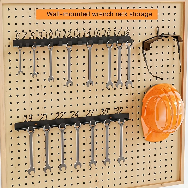 Large Wrench Rack 2-Pack Wall-Mounted Metal Wrench Organizer Rack, Garage Tool Storage ...