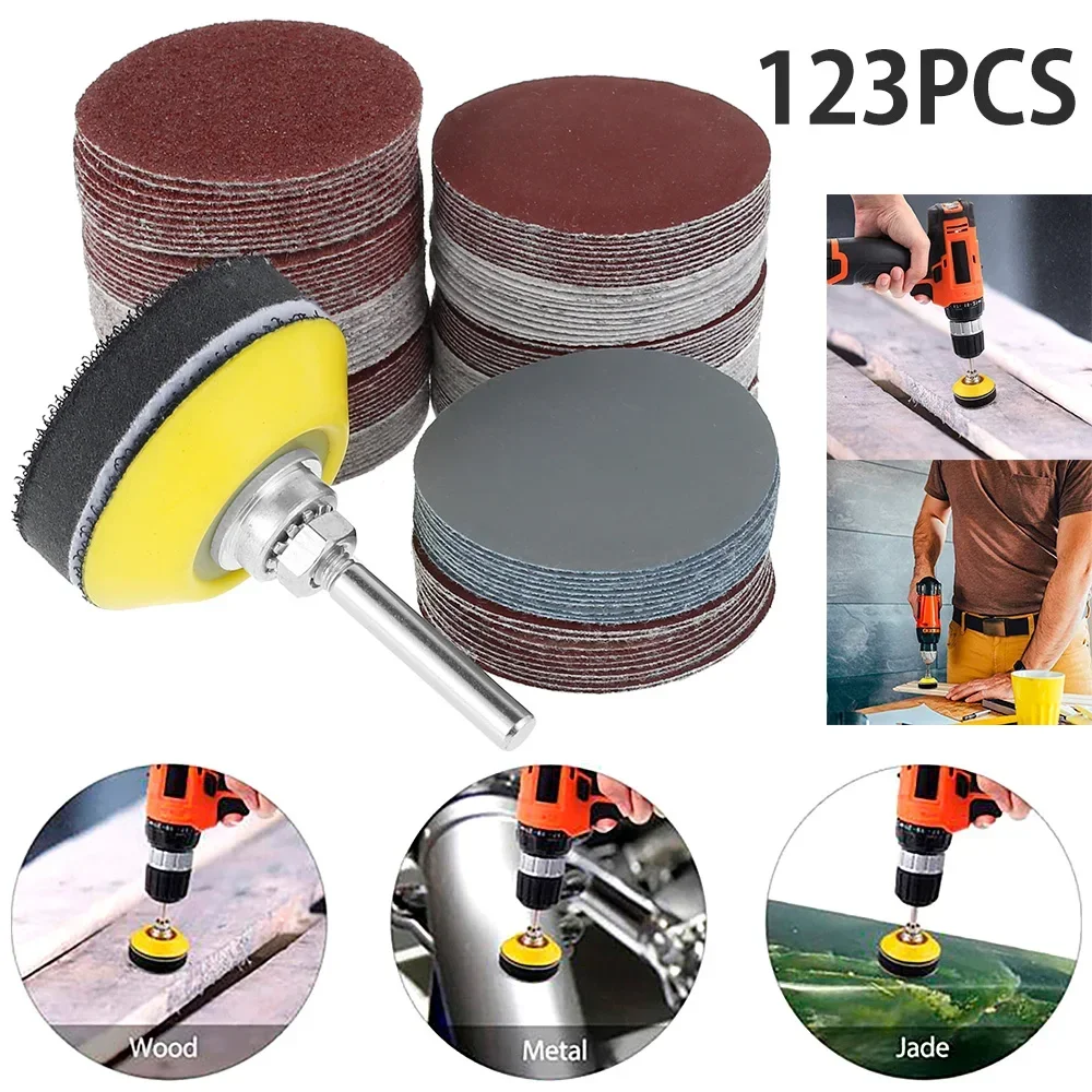 

120Pcs 50mm Sandpaper Assortment 60-3000 Grit Sanding Disc Pad Set 2Inch For Drill Grinder Rotary Tools With Disk Pole Cushion