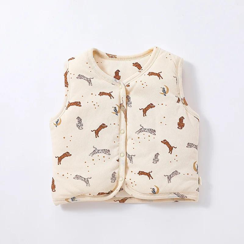 Children's Clothes Thick Printed waistcoat Warm Vest For Baby Boys Girls Double Padded Autumn Winter Waistcoat For Newborns