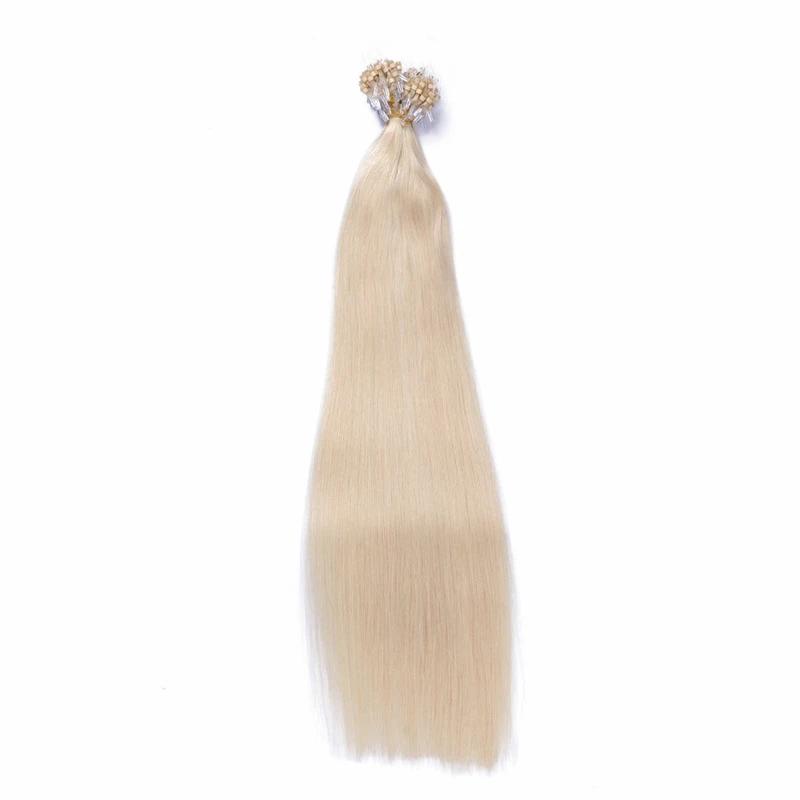 Remy Micro Ring Human Hair Extensions Straight Natural Virgin Pre Bonded Micro Loop 14"-30" Fusion