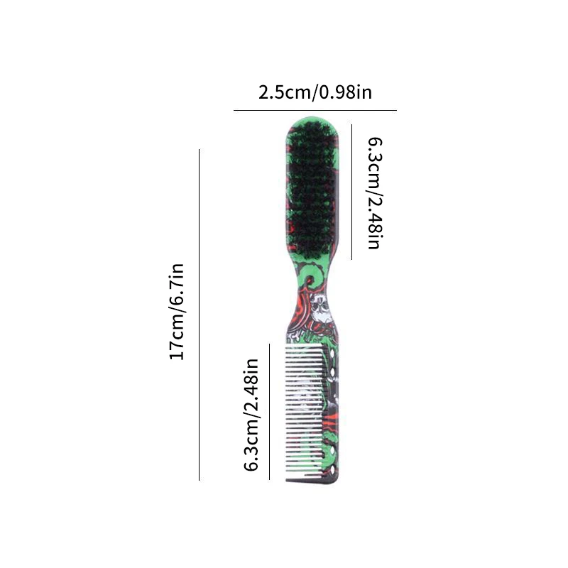 2 in 1 Beard Styling Brush Professional Shave Beard Brush Barber Vintage Oil Head Shape Carving Cleaning Brush with Comb