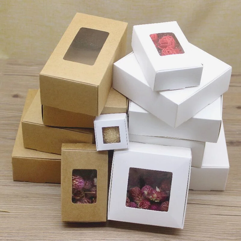 10pcs Multi-Size Square Paper Boxes in White, Kraft, and White Marble, Candy and Gift P... - SKU SPB01806 - UGI Packaging