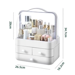 Deluxe Waterproof Cosmetic and Skincare Organizer with Lid and Drawer (WHITE)