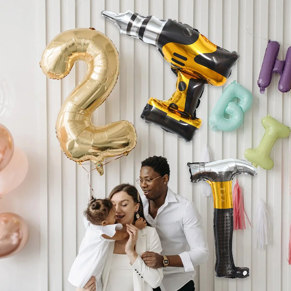 

Hammer Balloons Drill Balloon Inflatable Tools Electric Screwdriver Birthday Construction Party Decoration