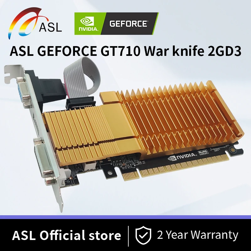Asl-nvidia Placa Gráfica Geforce gt 710 2gb Gddr3 64bit Pci Express 2.0 Placa de Vídeo para Computador pc Compatível com Hdmi Dvi Vga - Imagem 6