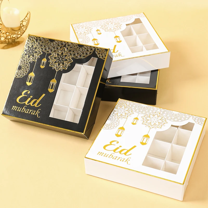 2Pcs Eid Mubarak Cake Boxes with Clear Window, Ramadan Kareem Transparent Candy and Cho... - SKU EMCB1551 - UGI Packaging