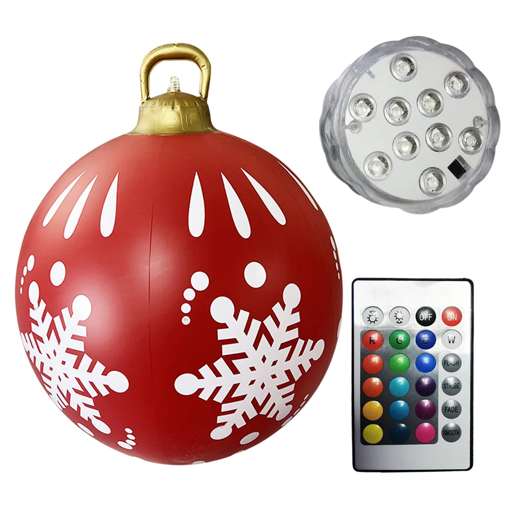 thumbnail image 1 of Bola de atmósfera gigante de 60 cm, adorno colgante de PVC brillante para árbol de Navidad con luz, impermeable, para decoración de hogar, jardín, fiesta de Año Nuevo, 1 of 5