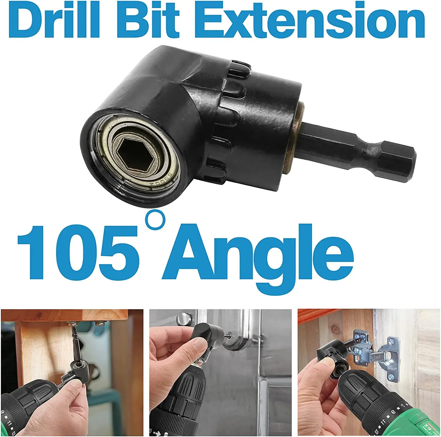 

Hex Bit 105 Degree Angle Screwdriver Socket Holder Adapter Adjustable Bits Drill Angle Screwdriver Batch Head 1/4" Hex Black