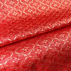 Elegant Vintage Floral Damask Silk Satin Brocade Jacquard Fabric for Sewing and Upholstery (Red)