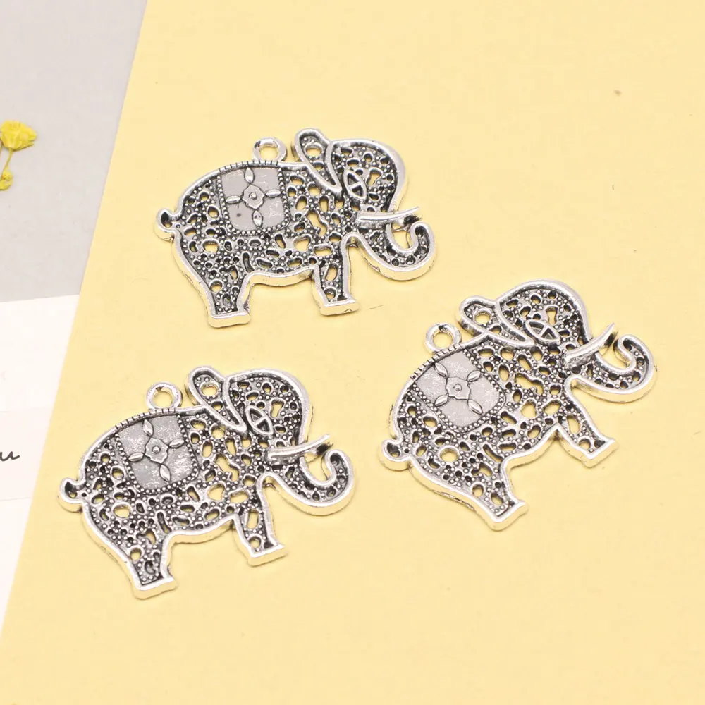 

3pcs 29x36mm Elephant Charms Pendant For Jewelri Antiqu Jewelry For Women Antique Silver Color