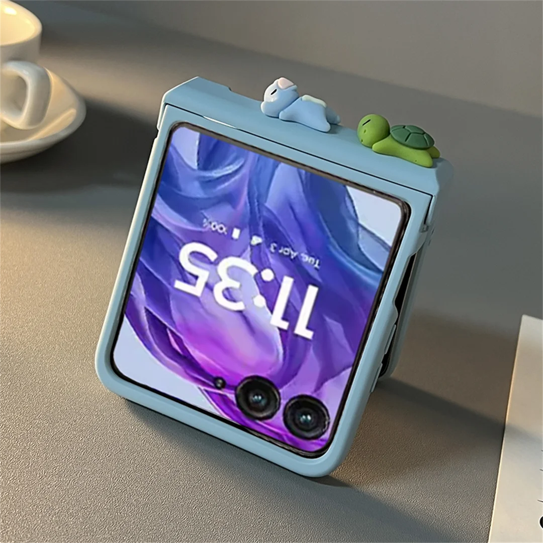 Charming Korean Blue Elephant Turtle Phone Case - Solid Color Design