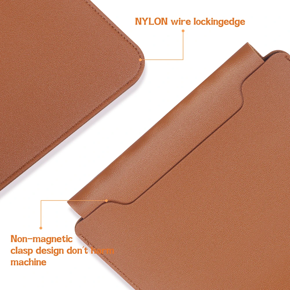 Premium PU Leather Laptop Bag with Mouse Pad, Fits 13-16 Inch