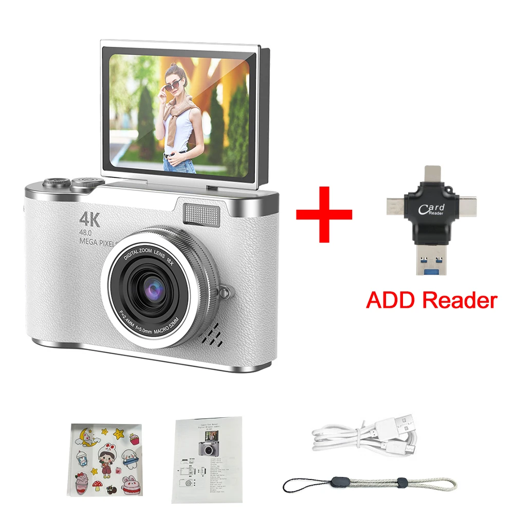 New 4K CCD 8X Digital Zoom Digital Camera for Student 48MP Compact