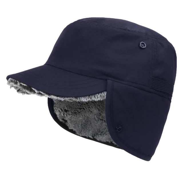 Mens Women Winter Hat Waterproof with Brim Plush Inner Lining Warm Earflap  Hat Faux Fur Male