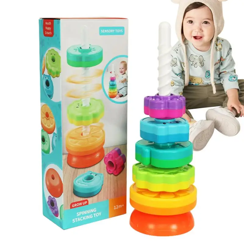 

Спиннинговая игрушка, Радужное кольцо, штабелер, игрушки для малышей, вращающаяся игрушка, кольцо, штабелер, аксессуары для девочек, мальчиков, рождественские подарки на день рождения