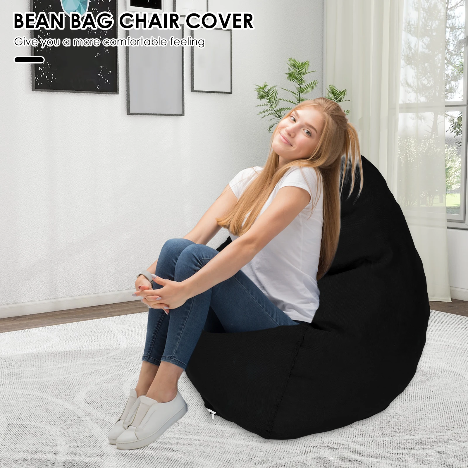 Soft Corduroy Bean Bag Chair Cover for Living Room Decor