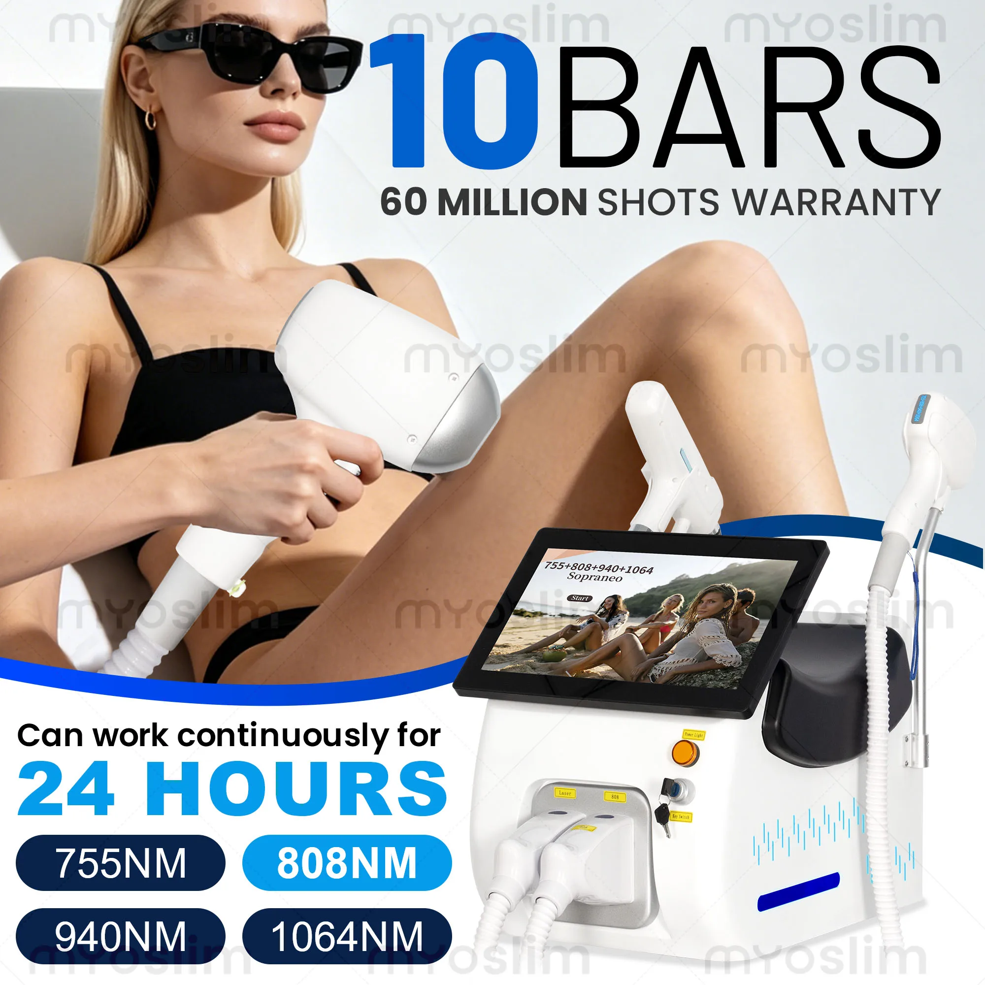 5000W FAC 2 IN 1 Diode Laser NEW Professional Hair Removal Machine Pico Qswitch ND YAG tattoo removal machine 4 Waves 808NM 1