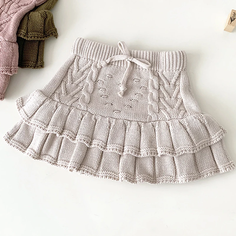Autumn Children Clothes Kids Lovely Knitting Skirt Shorts Bottoming Princess Pleated Skirts Spring Baby Girls Knitting Shorts