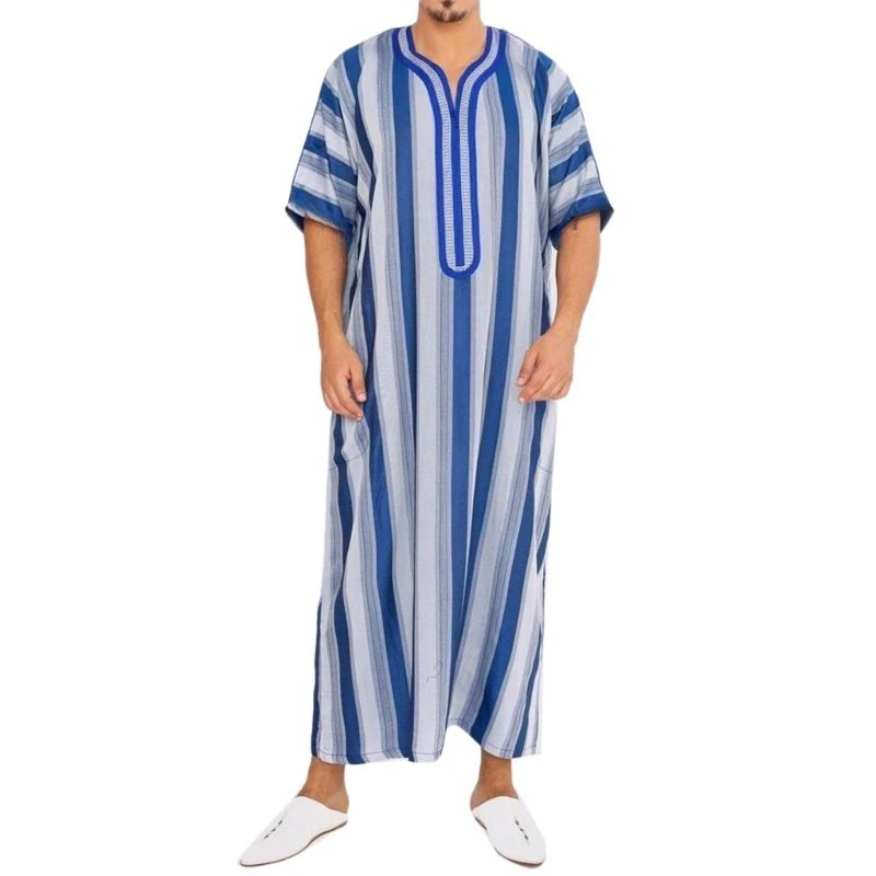 Marocain Coton Blend Marron 3/4 Manche Thobe Jubba Kandora Dishdasha