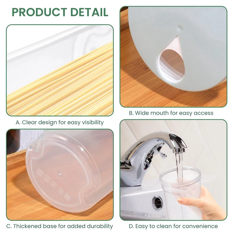 PP Tall Food Storage Spaghetti Noodle Pasta Container With Locking Lid Clear Dry Food Durable Easy To Use 27.5 X 8.5Cm 3