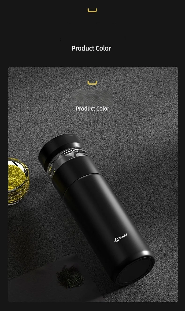 GIANXI Portable 500ML Black Water Bottle Home Stainless Steel Thermos Bottle Drink Items Vacuum Flasks Filterate Coffee Cup