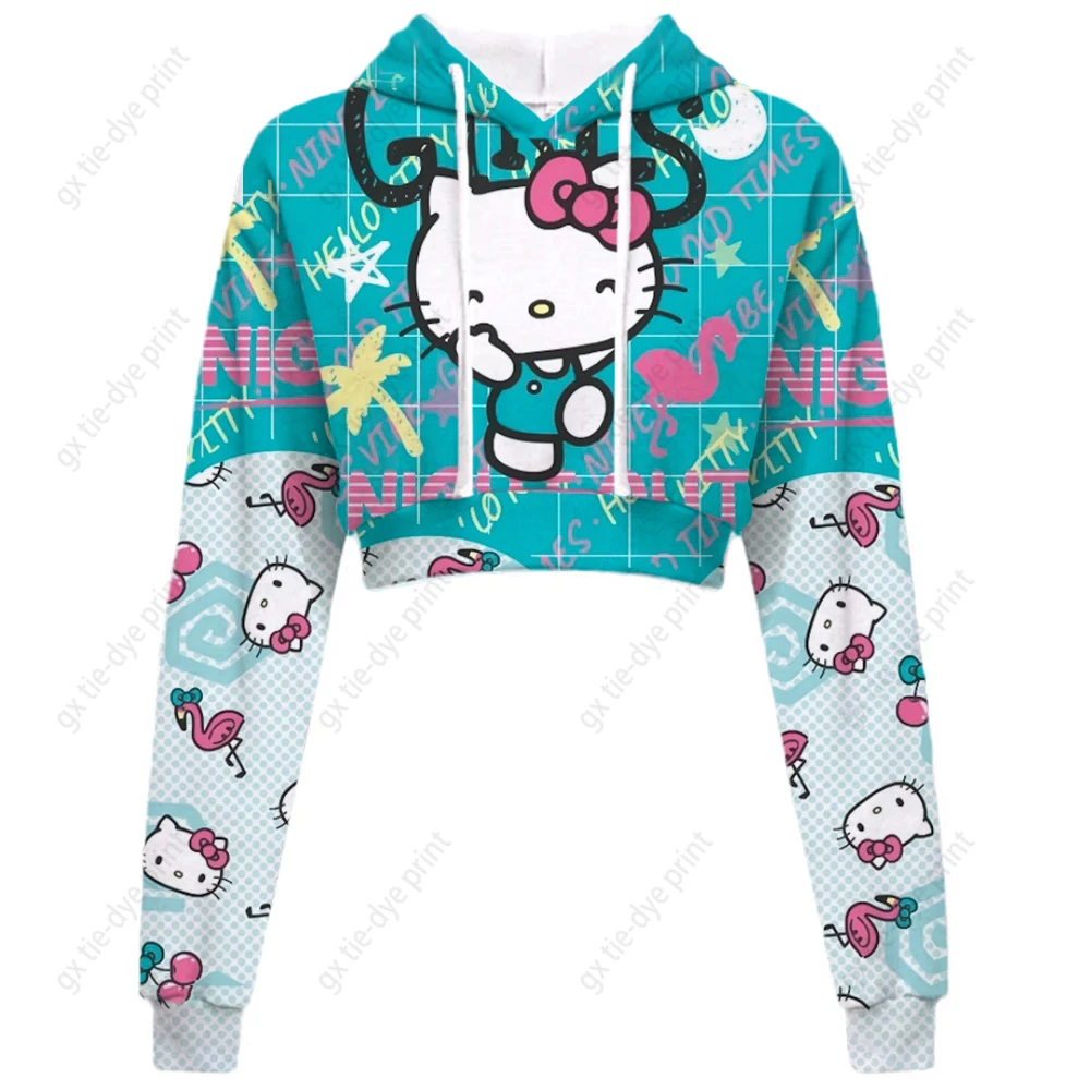 

Hello Kitty Sweatshirt Women S-3xl Hoodie Female Loose Korean Thin Chic Sexy Dewy Short Cartoon Kawaii Hoodies Y2k Sweatshirt