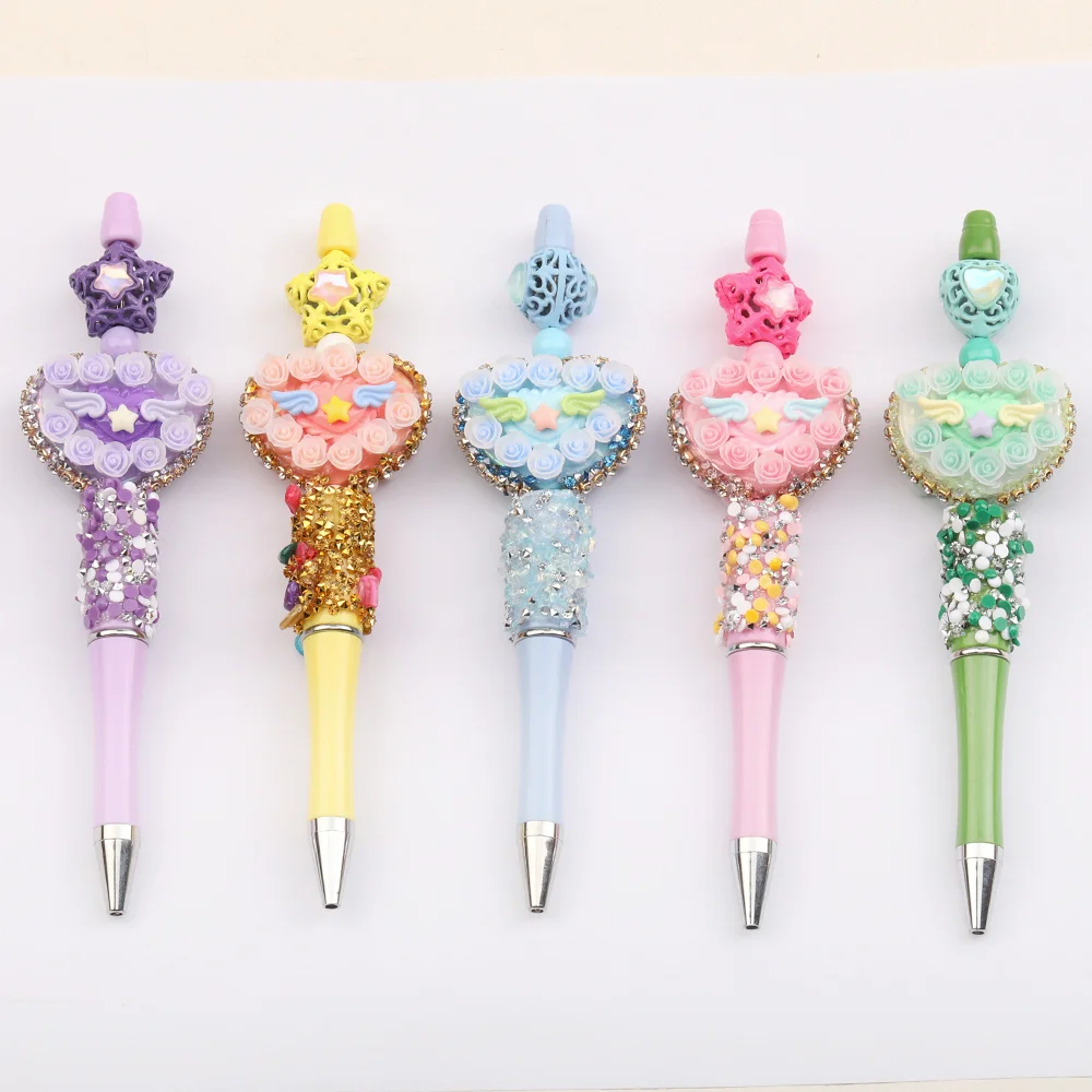 Cordial Design 5Pcs 35*144MM DIY Beads Pen/Fashion Jewelry Accessories/Hand Made/Beadable Pen Findings/Cute Plastic Pens #16416 - cordial