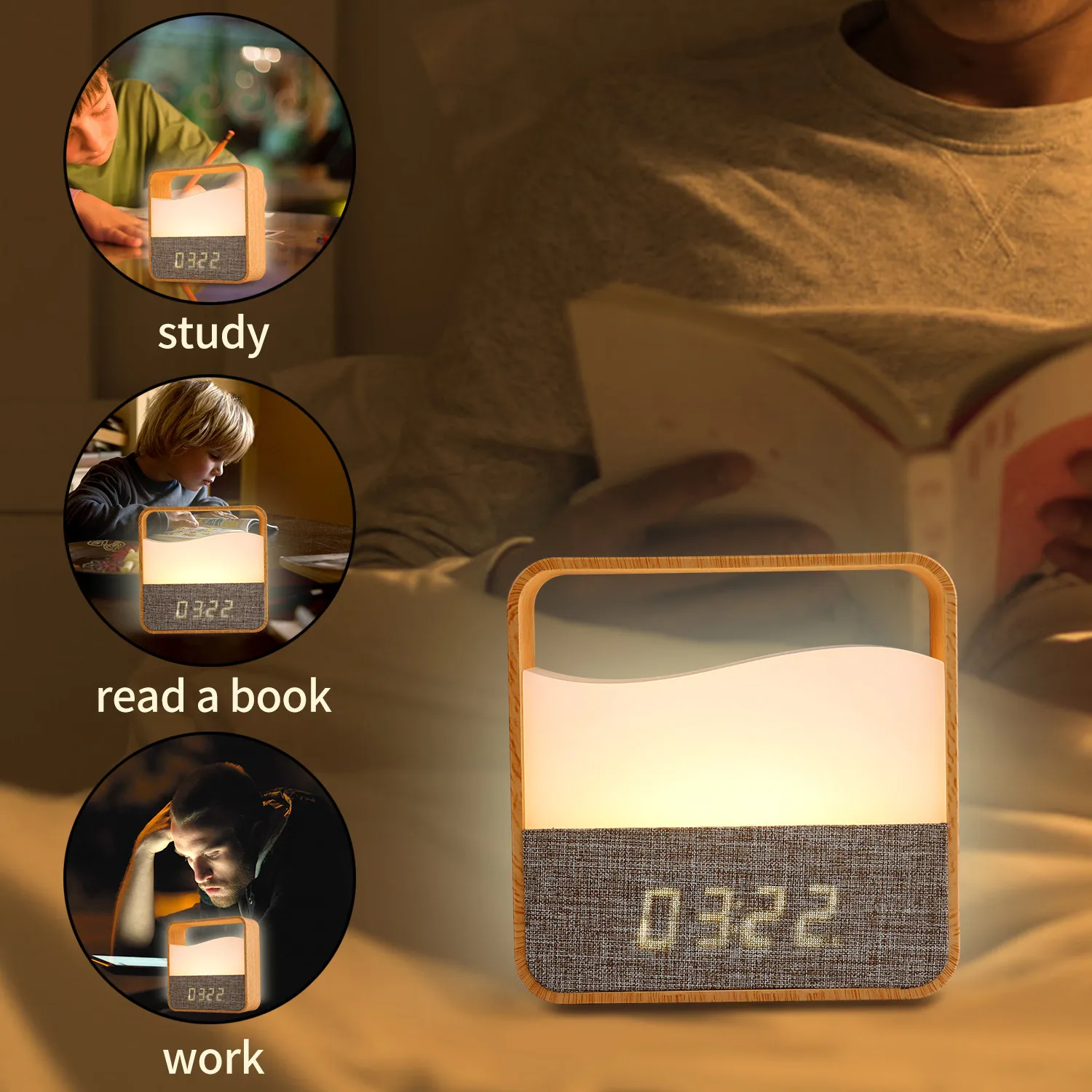 

New LED Colorful Clock Lamp Creative Wood Grain Night Light Usb Bedside Remote Control Atmosphere Lamp Kids Gift Home Decoration