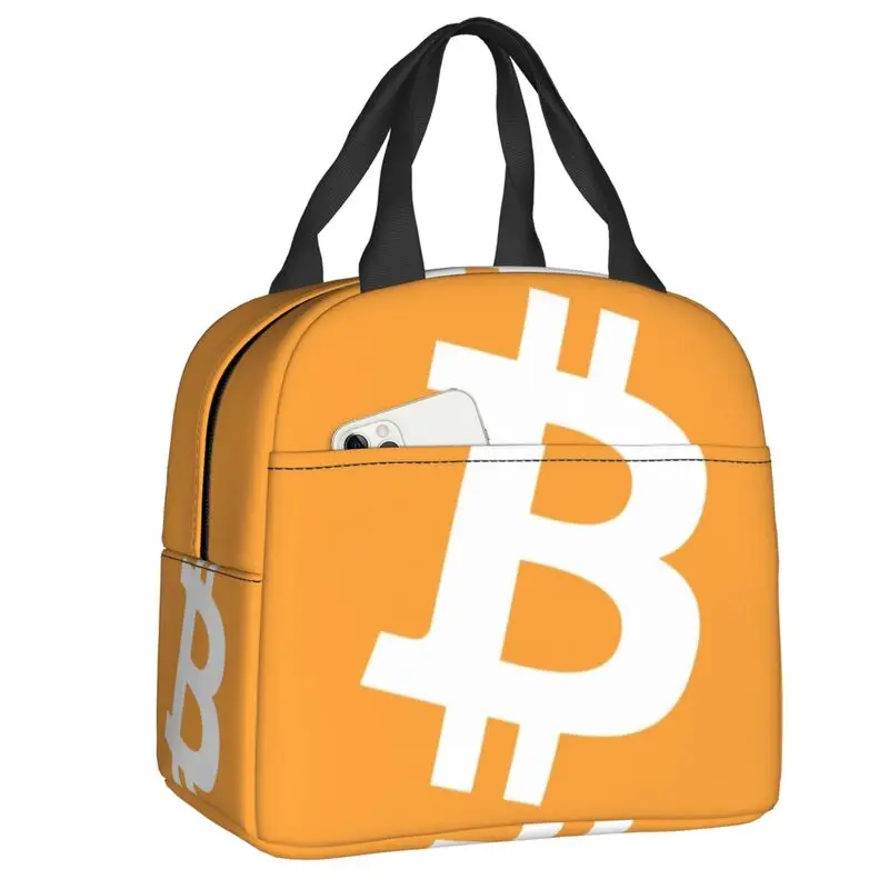 

Bitcoin Insulated Lunch Tote Bag for Women BTC Cryptocurrency Resuable Cooler Thermal Bento Box School