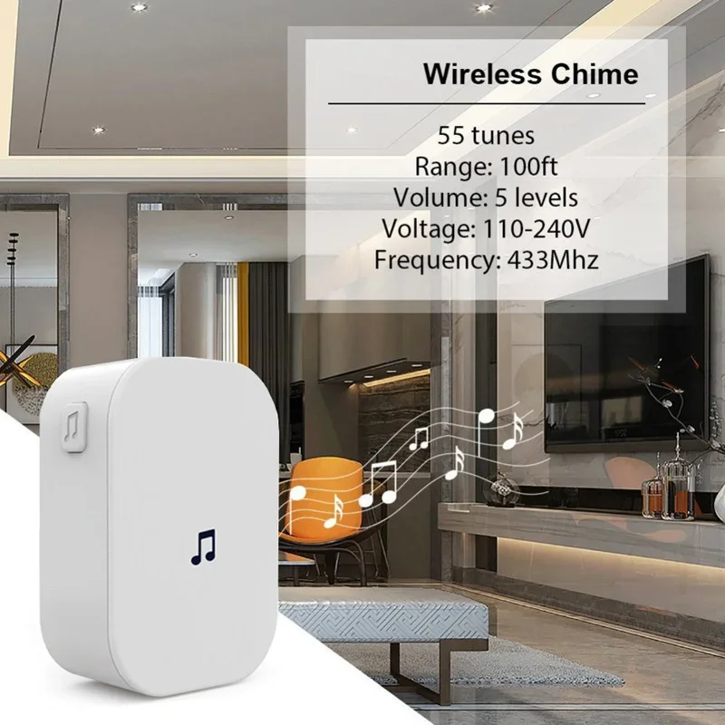 Doorbell Wifi Wireless Indoor Ringtone 100DB 433MHz Waterproof Doorbell Ringtone Doorbell Receiver Dingdong Tuya Home Smart