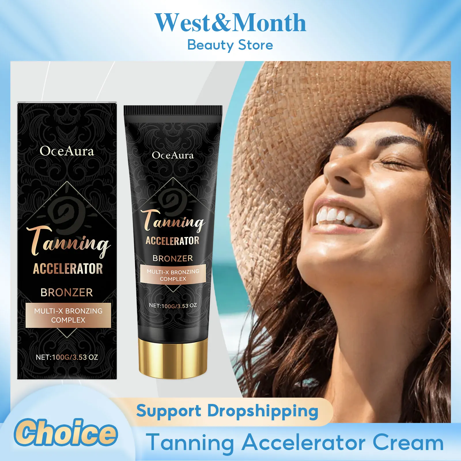 Boosting Tanning Cream Sunless Fake Tan Enhancing Bronzing Sunkissed Tone Glow Brown Beach Sunbathing Hydrate Self Bronzer Cream
