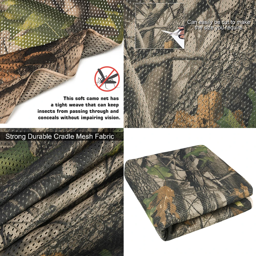 Quiet Net Camo Mesh Hunting Camouflage Cover for Outdoor Bird Photography Duck Blind Garden Decoration 75D Cloth camouflage netting