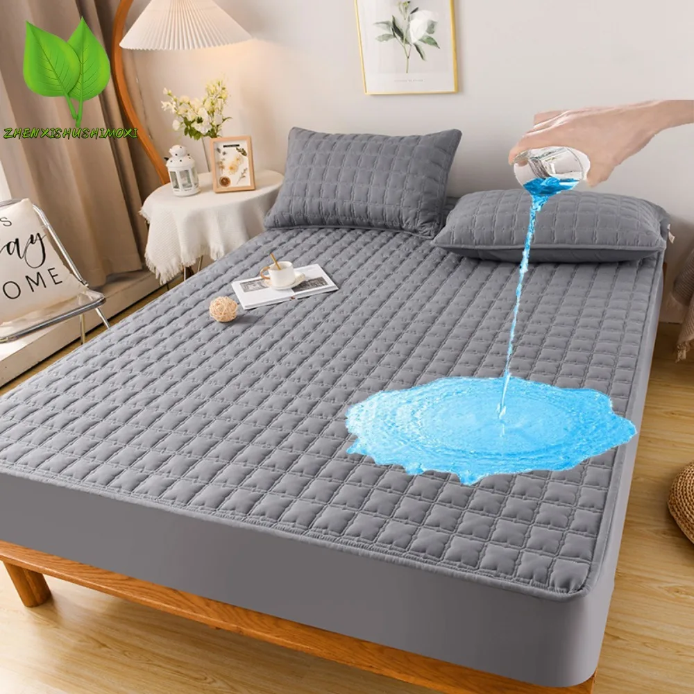

Anti-bacterial Mattress Protector Cover with Elastic Band, Quilted Fitted Sheet, Bed Topper Pad, 100% Waterproof