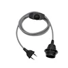 AC 220V EU Plug  Power Cords Textile Covered Cable With Dimmer Switch E27 Threaded Bulb Lamp Holder Ring For Hanging Light 1