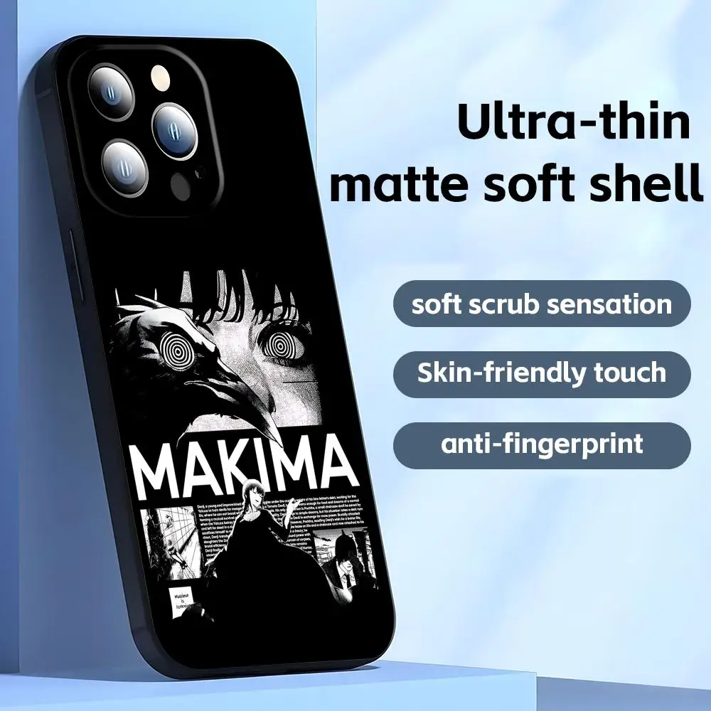 Premium Anime Chainsaw Man Shockproof Phone Case - Soft Black Cover