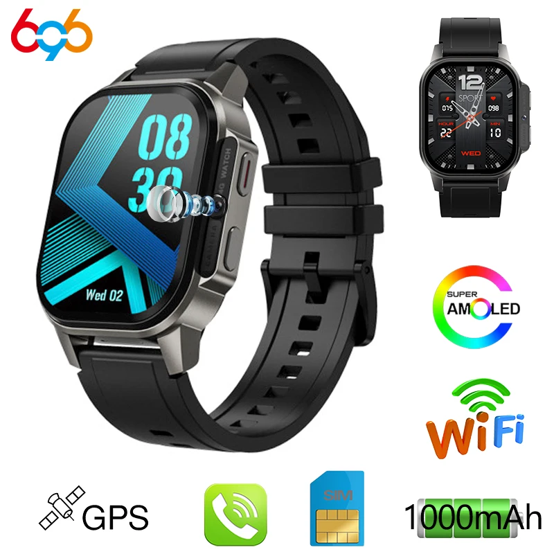 

New Men 4G Video Call Smart Watch 2.13" AMOLED Screen Sports Fitness Heart Rate Blood Oxygen GPS Watches SIM Card Smartwatch