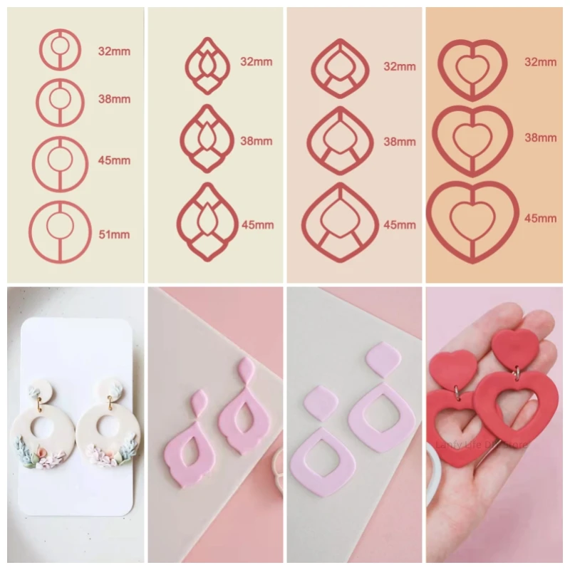 Description Picture 2 of itemGeometry Ring Polymer Clay Cutter Heart/circle/square Soft Pottery Mold DIY Earring Pendant Jewelry Cutting Modeling Clay Tools