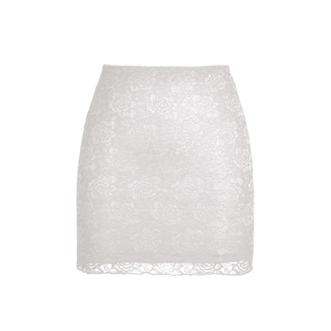 Black White Lace Crochet Mini Skirt for Women Summer