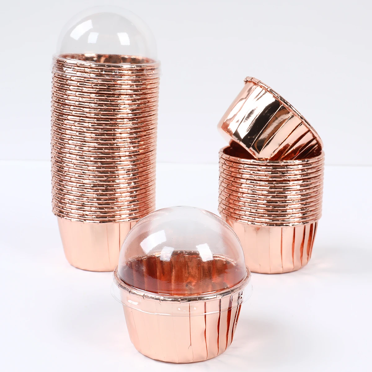 Cake Box 50pcs Transparent Cake Box Container Transparent Cupcake Dome Pastry Baking Packaging Boxes Wedding Party Supplies Gifts Decor