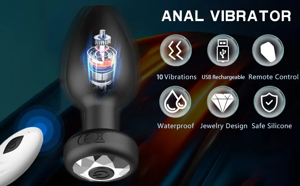 Vibratore anale con telecomando Butt Plug Massaggiatore per la prostata Masturbatore femminile Giocattoli sessuali per adulti per donne Uomini Gay_voghion.com